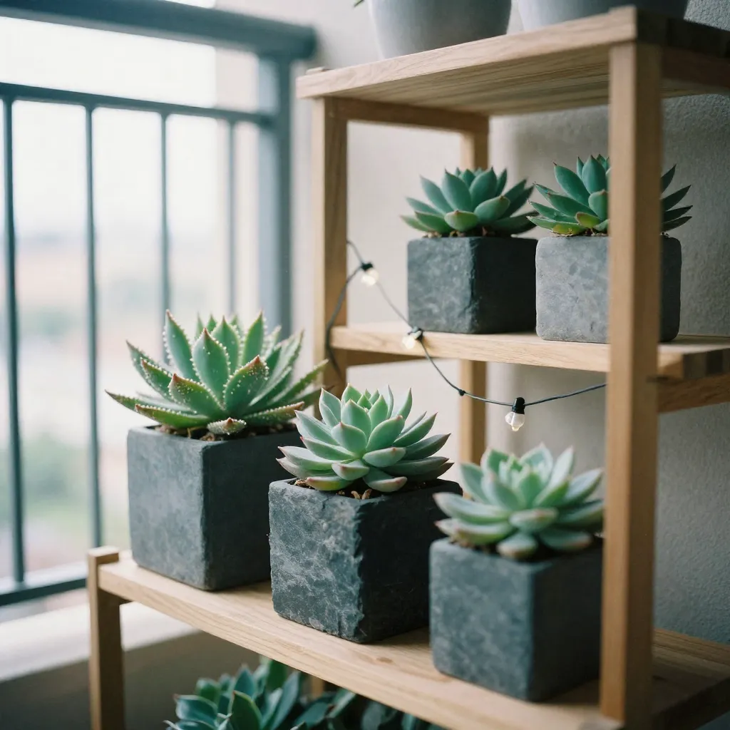 Geometric metal plant stand with minimalist design
