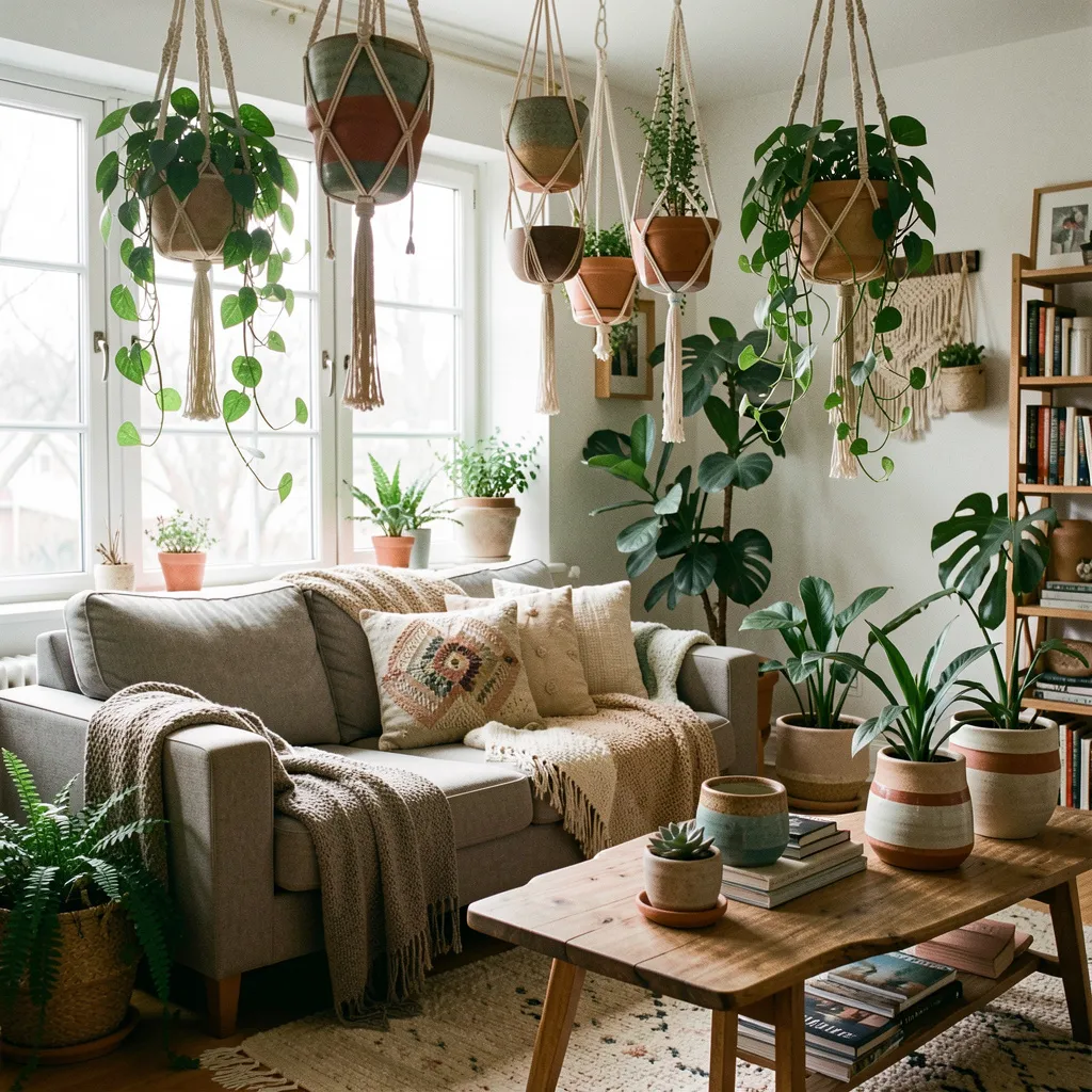 Minimalist studio space with carefully selected plant arrangements